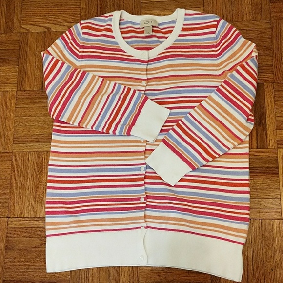 LOFT Sweaters - LOFT cotton stripped cardigan
